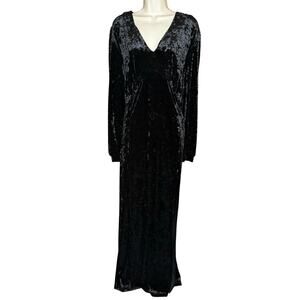 Timeless London Unique Vintage Black Velvet Maxi Dress 16 NWT